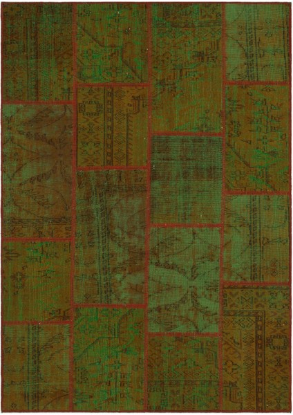 Iskece Yeşil Eskitme Etnik Modern Desenli Yün Hav Toz Vermez Leke Tutmayan Salon Yolluk Mutfak El Dokuma Halı