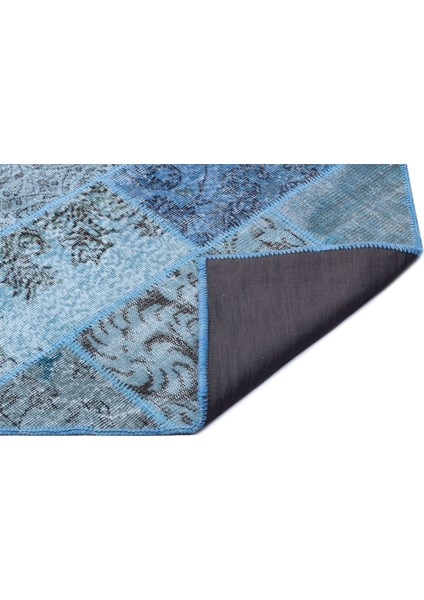 Turkuaz Patchwork Etnik Modern Desenli Yün Hav Toz Vermez Leke Tutmayan Salon Yolluk Mutfak El Dokuma Halı fiyatları