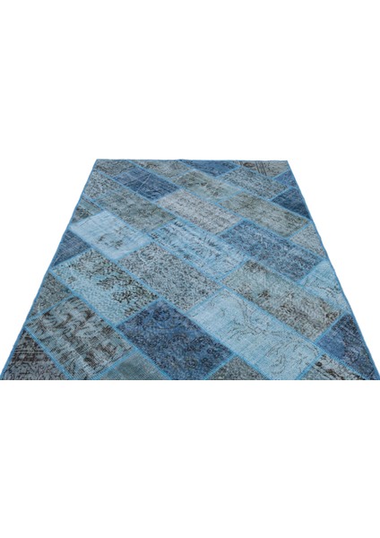 Turkuaz Patchwork Etnik Modern Desenli Yün Hav Toz Vermez Leke Tutmayan Salon Yolluk Mutfak El Dokuma Halı modelleri