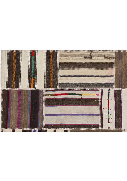 Teselya Kahverengi Çizgili Etnik Modern Desenli Yün Hav Toz Vermez Leke Tutmayan Salon Yolluk Mutfak El Dokuma Halı fiyatları