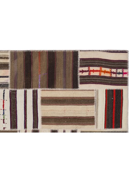 Teselya Kahverengi Çizgili Etnik Modern Desenli Yün Hav Toz Vermez Leke Tutmayan Salon Yolluk Mutfak El Dokuma Halı modelleri