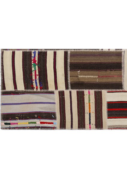 Teselya Kahverengi Çizgili Etnik Modern Desenli Yün Hav Toz Vermez Leke Tutmayan Salon Yolluk Mutfak El Dokuma Halı fırsatları