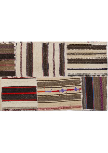 Teselya Kahverengi Çizgili Etnik Modern Desenli Yün Hav Toz Vermez Leke Tutmayan Salon Yolluk Mutfak El Dokuma Halı indirimleri