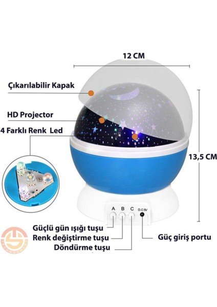 Dönen Renkli Star Master Yıldızlı Gökyüzü Projeksiyon Gece Lambası Masa Lambası modelleri