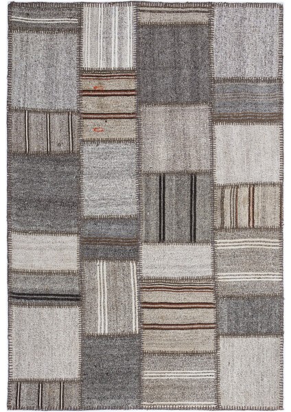 Teselya Bej Çizgili Etnik Modern Desenli Yün Hav Toz Vermez Leke Tutmayan Salon Yolluk Mutfak El Dokuma Halı