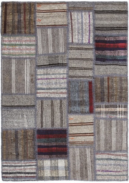 Teselya Bej Çizgili Etnik Modern Desenli Yün Hav Toz Vermez Leke Tutmayan Salon Yolluk Mutfak El Dokuma Halı