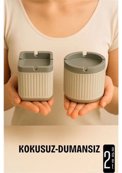 Kokusuz Dumansız Küllük - 2 Li Küllük Seti Kafe Küllüğü Restoran Küllüğü Masaüstü Küllük