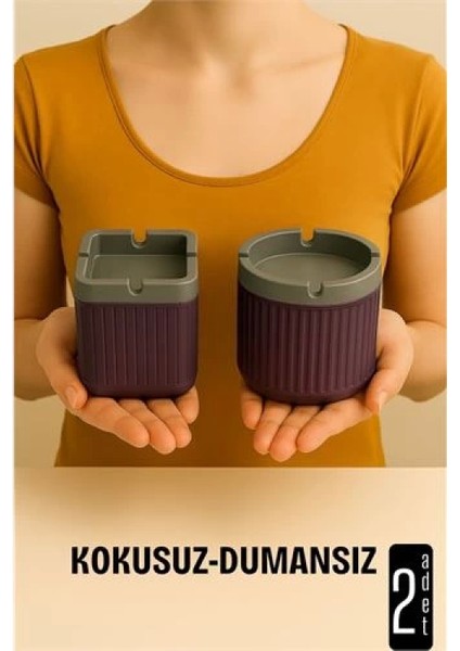 Kokusuz Dumansız Küllük - 2 Li Küllük Seti Kafe Küllüğü Restoran Küllüğü Masaüstü Küllük