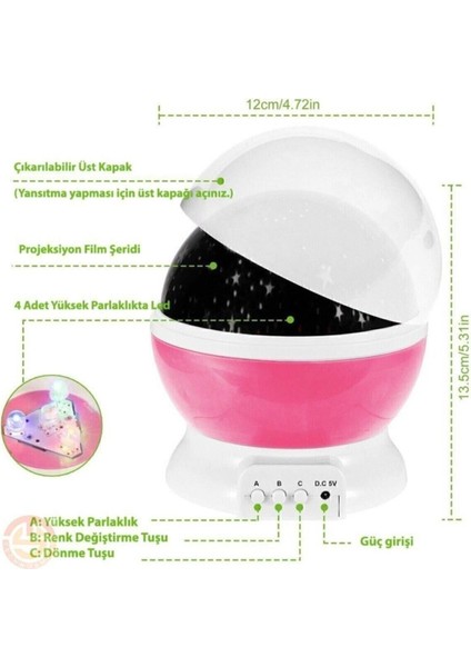 Dönen Renkli Star Master Yıldızlı Gökyüzü Projeksiyon Gece Lambası Masa Lambası modelleri