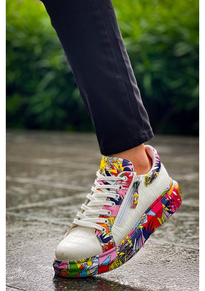 Kb-02 Bağcıklı Crocodile Beyaz Kırmızı Günlük Erkek Ayakkabı fiyatları