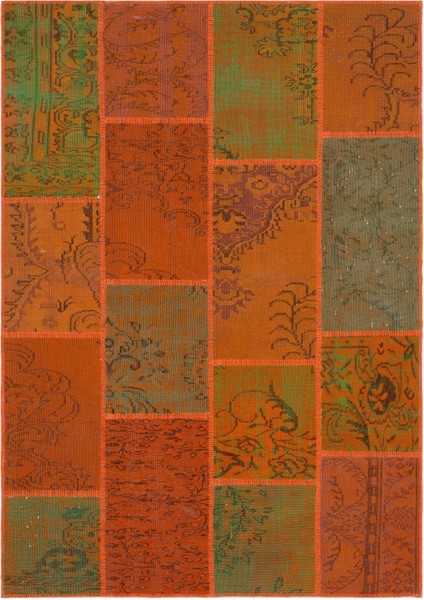 Iskece Turuncu Eskitme Etnik Modern Desenli Yün Hav Toz Vermez Leke Tutmayan Salon Yolluk Mutfak El Dokuma Halı