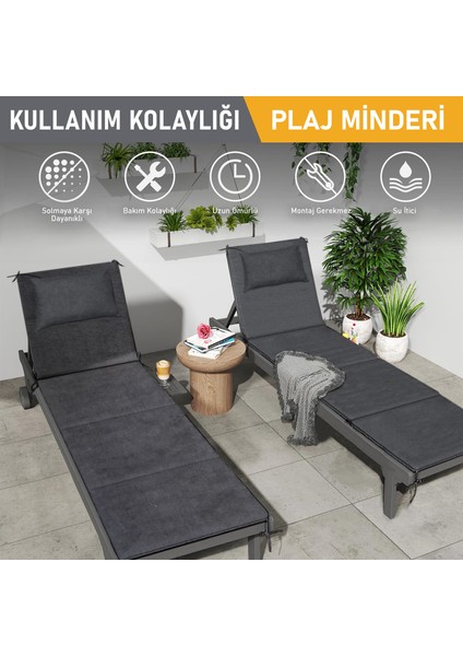 Şezlong Minderi, Havuz Plaj Outdoor Kamp Için Katlanır Sünger Minder, 22DENS 180X55X4 cm - Bej