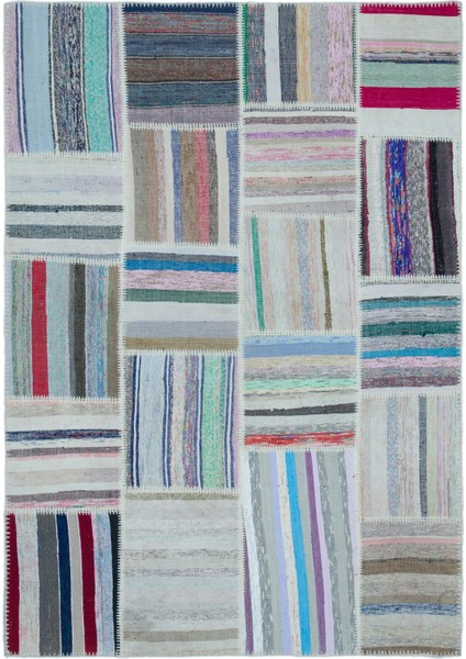 Teselya Bej Çizgili Etnik Modern Desenli Yün Hav Toz Vermez Leke Tutmayan Salon Yolluk Mutfak El Dokuma Halı