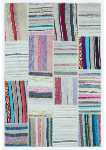 Teselya Bej Çizgili Etnik Modern Desenli Yün Hav Toz Vermez Leke Tutmayan Salon Yolluk Mutfak El Dokuma Halı