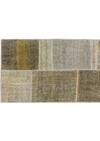 Sarı Patchwork Etnik Modern Desenli Yün Hav Toz Vermez Leke Tutmayan Salon Yolluk Mutfak El Dokuma Halı fiyatları