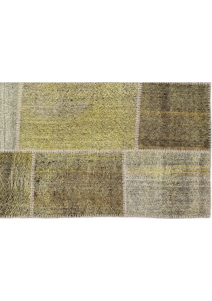 Sarı Patchwork Etnik Modern Desenli Yün Hav Toz Vermez Leke Tutmayan Salon Yolluk Mutfak El Dokuma Halı indirimleri