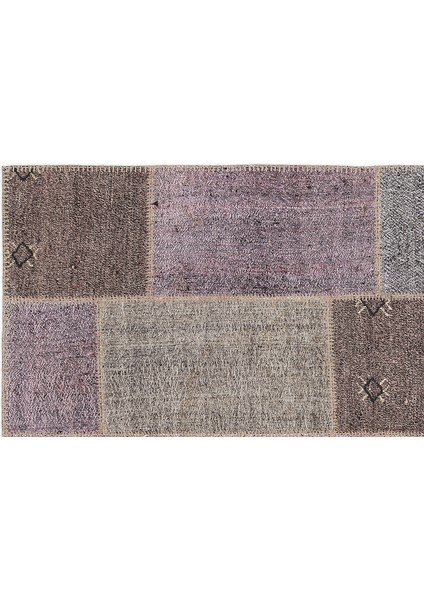Teselya Pembe Patchwork Etnik Modern Desenli Yün Hav Toz Vermez Leke Tutmayan Salon Yolluk Mutfak El Dokuma Halı fiyatları