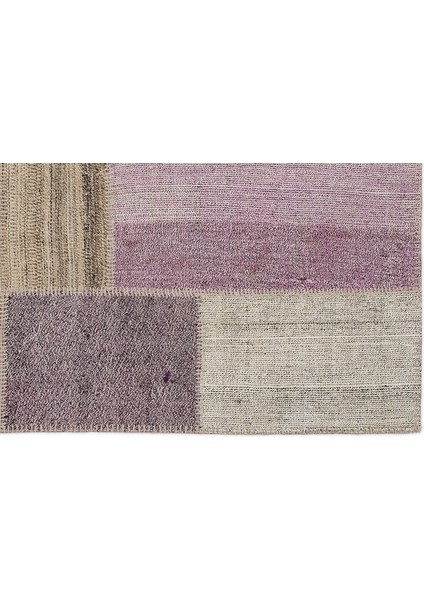 Teselya Pembe Patchwork Etnik Modern Desenli Yün Hav Toz Vermez Leke Tutmayan Salon Yolluk Mutfak El Dokuma Halı indirimleri