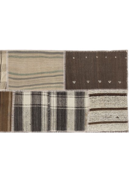 Teselya Bej Çizgili Etnik Modern Desenli Yün Hav Toz Vermez Leke Tutmayan Salon Yolluk Mutfak El Dokuma Halı modelleri