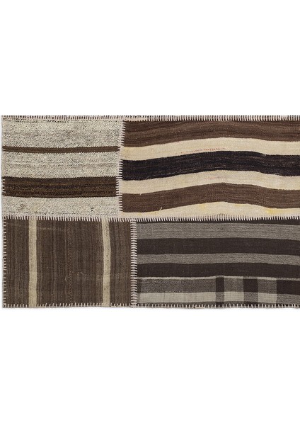 Teselya Bej Çizgili Etnik Modern Desenli Yün Hav Toz Vermez Leke Tutmayan Salon Yolluk Mutfak El Dokuma Halı fırsatları