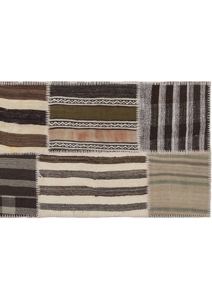 Teselya Bej Çizgili Etnik Modern Desenli Yün Hav Toz Vermez Leke Tutmayan Salon Yolluk Mutfak El Dokuma Halı indirimleri
