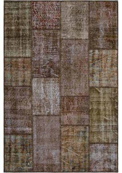 Iskece Kahverengi Eskitme Etnik Modern Desenli Yün Hav Toz Vermez Leke Tutmayan Salon Yolluk Mutfak El Dokuma Halı