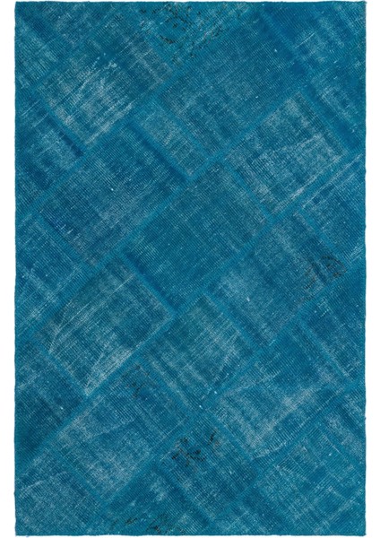 Iskece Mavi Eskitme Etnik Modern Desenli Yün Hav Toz Vermez Leke Tutmayan Salon Yolluk Mutfak El Dokuma Halı