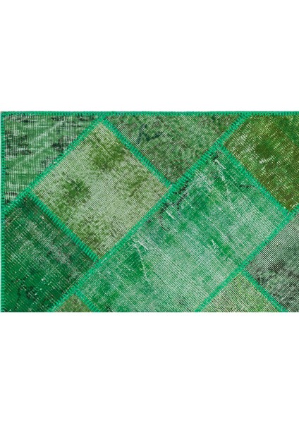 Iskece Yeşil Eskitme Etnik Modern Desenli Yün Hav Toz Vermez Leke Tutmayan Salon Yolluk Mutfak El Dokuma Halı fırsatları