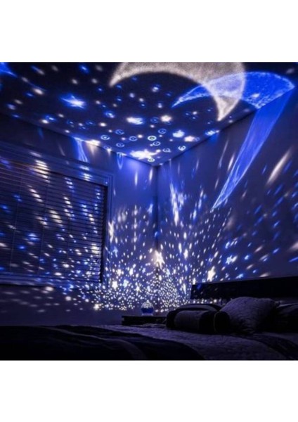 Star Master Mavi Renkli Yıldızlı Gökyüzü Projeksiyon Gece Lambası Motorlu Dönen