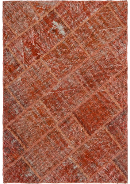 Iskece Turuncu Eskitme Etnik Modern Desenli Yün Hav Toz Vermez Leke Tutmayan Salon Yolluk Mutfak El Dokuma Halı