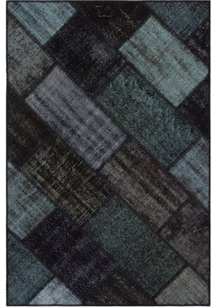 Iskece Siyah Eskitme Etnik Modern Desenli Yün Hav Toz Vermez Leke Tutmayan Salon Yolluk Mutfak El Dokuma Halı