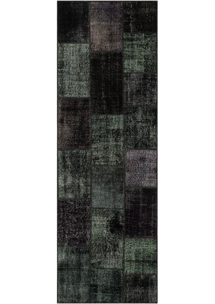 Iskece Siyah Eskitme Etnik Modern Desenli Yün Hav Toz Vermez Leke Tutmayan Salon Yolluk Mutfak El Dokuma Halı