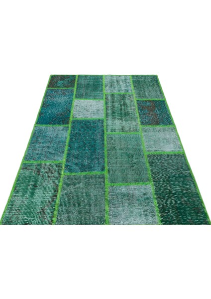 Iskece Yeşil Eskitme Etnik Modern Desenli Yün Hav Toz Vermez Leke Tutmayan Salon Yolluk Mutfak El Dokuma Halı fiyatları