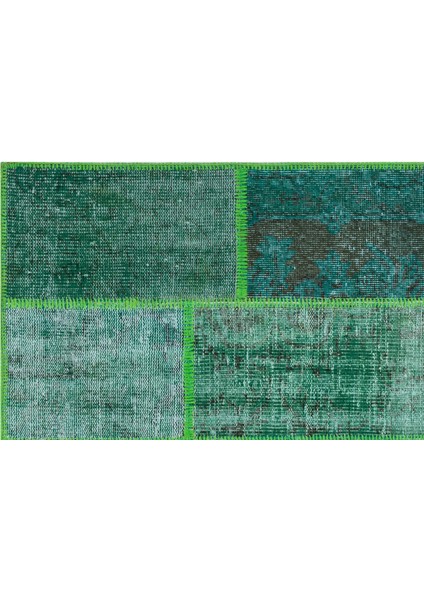 Iskece Yeşil Eskitme Etnik Modern Desenli Yün Hav Toz Vermez Leke Tutmayan Salon Yolluk Mutfak El Dokuma Halı fırsatları