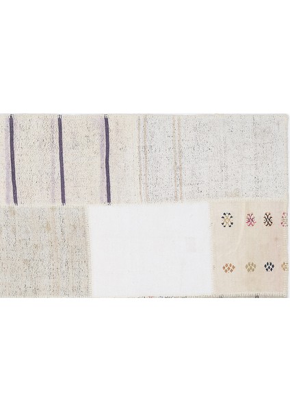 Bej Patchwork Etnik Modern Desenli Yün Hav Toz Vermez Leke Tutmayan Salon Yolluk Mutfak El Dokuma Halı modelleri