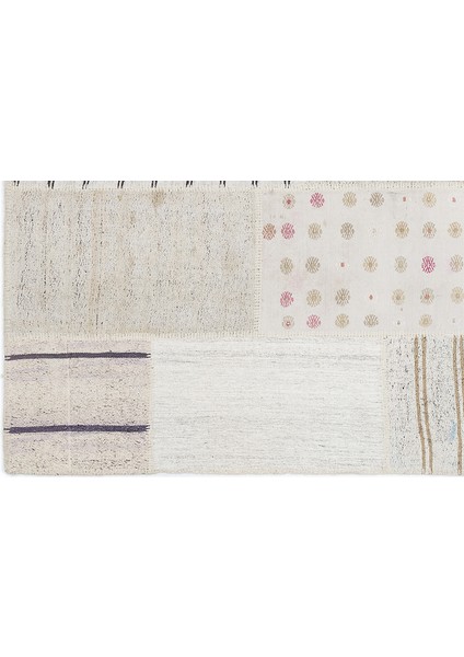 Bej Patchwork Etnik Modern Desenli Yün Hav Toz Vermez Leke Tutmayan Salon Yolluk Mutfak El Dokuma Halı fırsatları