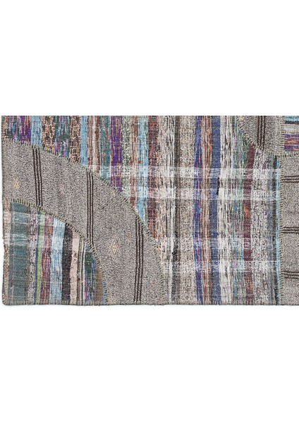 Gri Patchwork Etnik Modern Desenli Yün Hav Toz Vermez Leke Tutmayan Salon Yolluk Mutfak El Dokuma Halı fırsatları