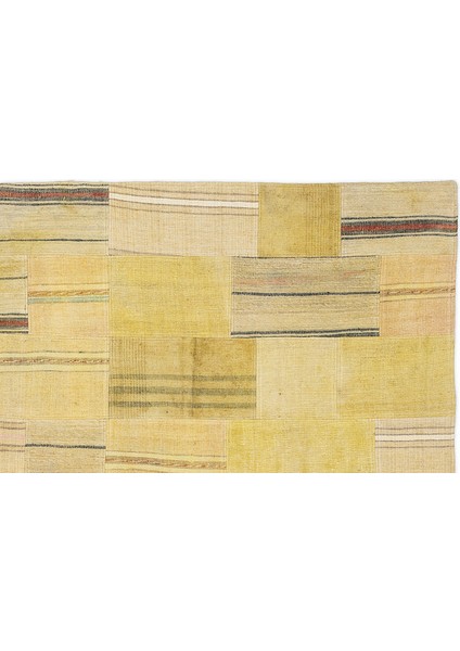 Sarı Patchwork Etnik Modern Desenli Yün Hav Toz Vermez Leke Tutmayan Salon Yolluk Mutfak El Dokuma Halı modelleri