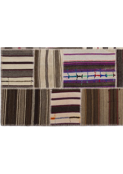 Teselya Bej Çizgili Etnik Modern Desenli Yün Hav Toz Vermez Leke Tutmayan Salon Yolluk Mutfak El Dokuma Halı fırsatları