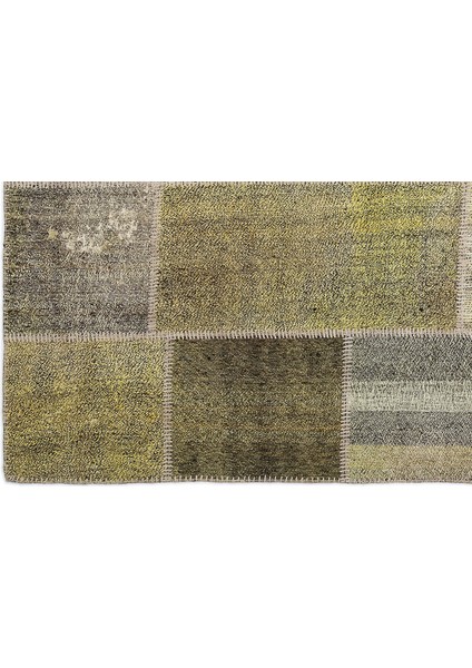 Teselya Sarı Patchwork Etnik Modern Desenli Yün Hav Toz Vermez Leke Tutmayan Salon Yolluk Mutfak El Dokuma Halı fırsatları