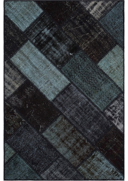 Iskece Siyah Eskitme Etnik Modern Desenli Yün Hav Toz Vermez Leke Tutmayan Salon Yolluk Mutfak El Dokuma Halı