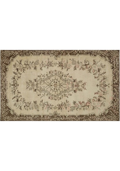 Kahverengi Patchwork Etnik Modern Desenli Yün Hav Toz Vermez Leke Tutmayan Salon Yolluk Mutfak El Dokuma Halı