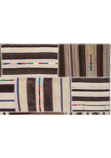 Teselya Bej Çizgili Etnik Modern Desenli Yün Hav Toz Vermez Leke Tutmayan Salon Yolluk Mutfak El Dokuma Halı modelleri