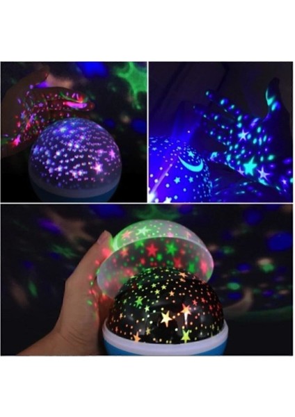 Renkli Yıldızlı Gökyüzü Projeksiyon Gece Lambası, Pembe, Huzur ve Renkli Atmosfer modelleri