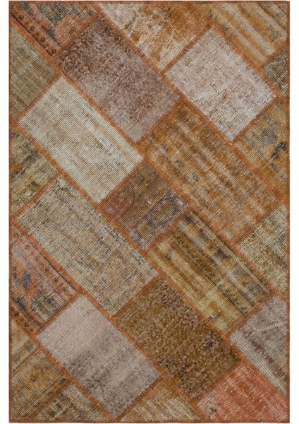 Iskece Kahverengi Eskitme Etnik Modern Desenli Yün Hav Toz Vermez Leke Tutmayan Salon Yolluk Mutfak El Dokuma Halı