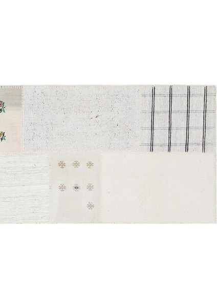 Bej Patchwork Etnik Modern Desenli Yün Hav Toz Vermez Leke Tutmayan Salon Yolluk Mutfak El Dokuma Halı modelleri