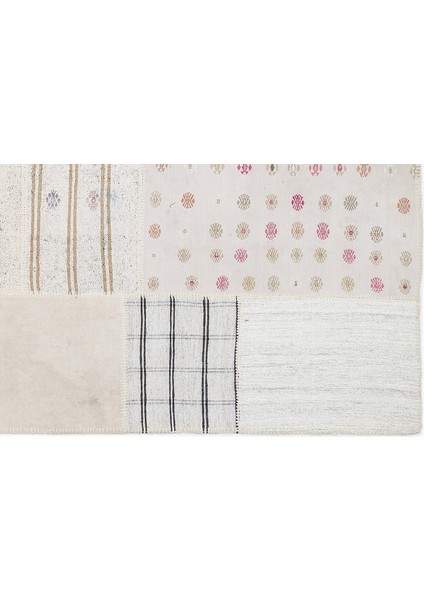 Bej Patchwork Etnik Modern Desenli Yün Hav Toz Vermez Leke Tutmayan Salon Yolluk Mutfak El Dokuma Halı indirimleri