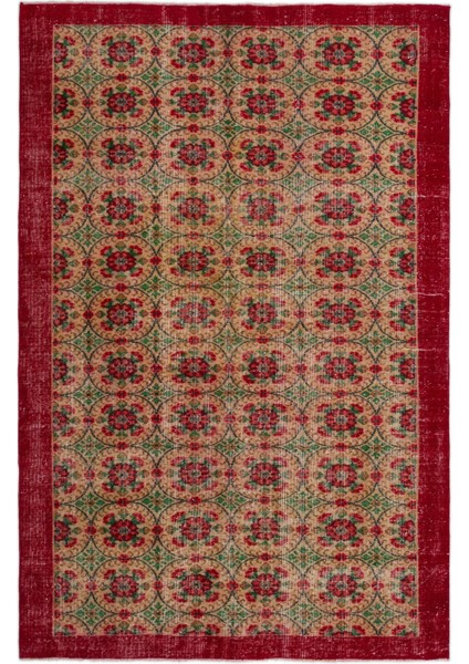 Kavala Kırmızı Göbekli Yün Modern Desenli Yün Hav Toz Vermez Leke Tutmayan Salon Yolluk Mutfak El Dokuma Halı