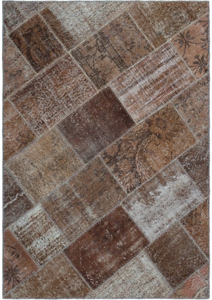 Iskece Kahverengi Eskitme Etnik Modern Desenli Yün Hav Toz Vermez Leke Tutmayan Salon Yolluk Mutfak El Dokuma Halı