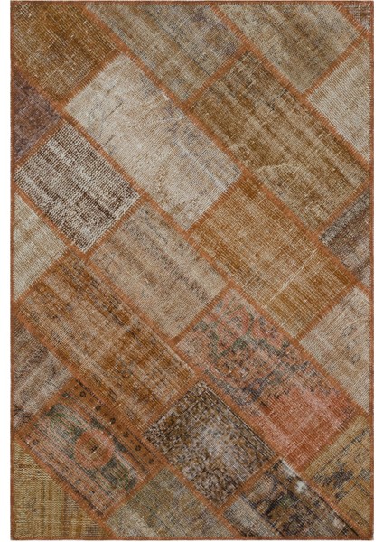 Iskece Kahverengi Eskitme Etnik Modern Desenli Yün Hav Toz Vermez Leke Tutmayan Salon Yolluk Mutfak El Dokuma Halı